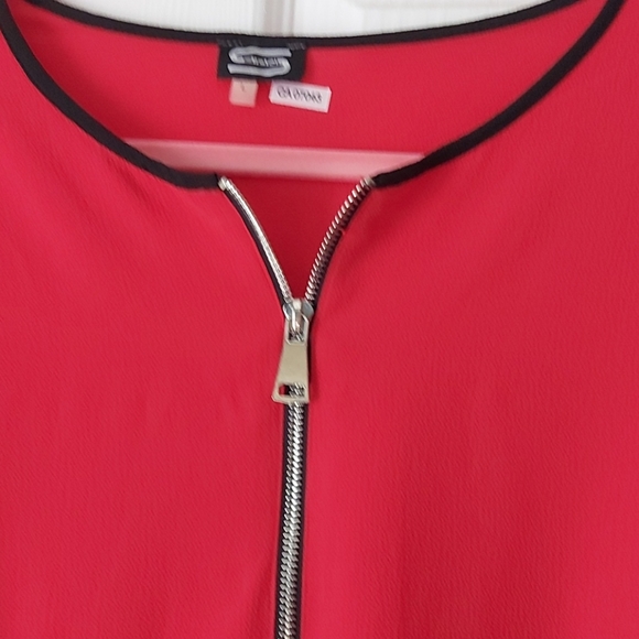 Red hot blouse tunic size L front zipper - Picture 2 of 7